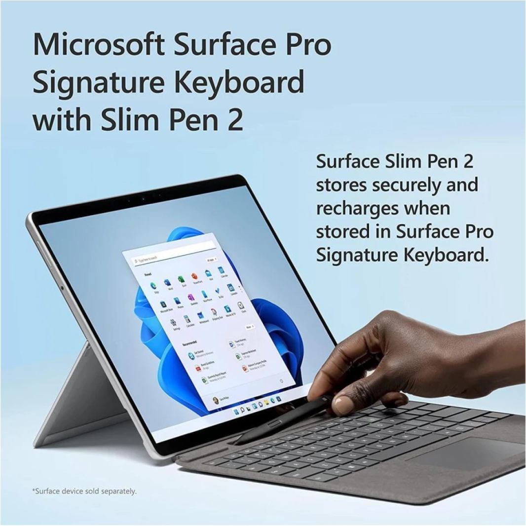 لوحة مفاتيح Microsoft Surface Pro Signature و Slim Pen 2 متوافقة مع Surface Pro 8 / Pro x English Layout - Platinum