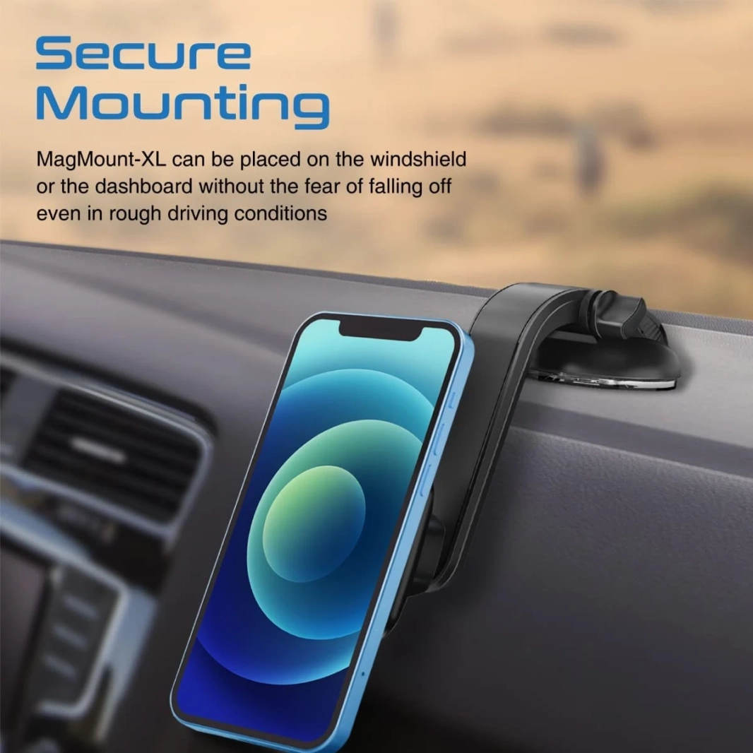 PROMATE MAGMOUNT-XL CAR PHONE حامل ملتصقة مغناطيسية 360 درجة خالية من المهدي قبضة مضادة للانزلاق وخاتم مغناطيسي-أسود