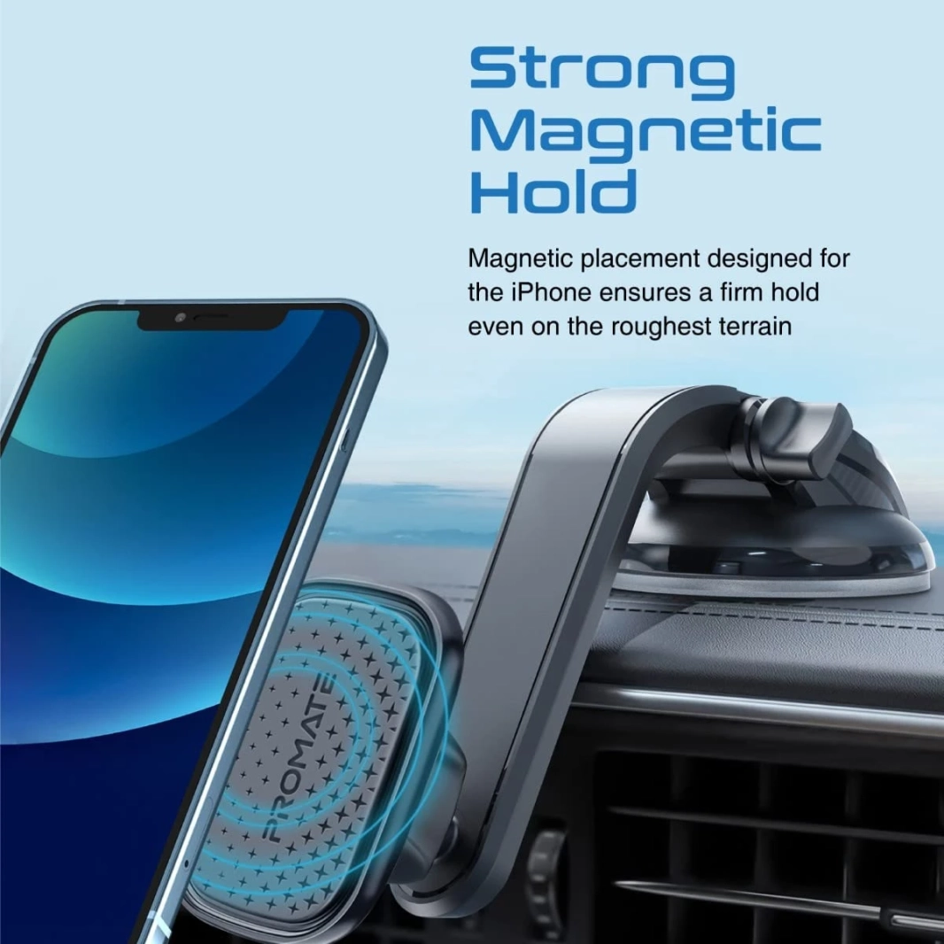 PROMATE MAGMOUNT-XL CAR PHONE حامل ملتصقة مغناطيسية 360 درجة خالية من المهدي قبضة مضادة للانزلاق وخاتم مغناطيسي-أسود