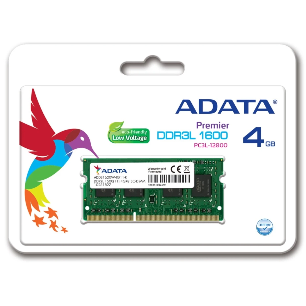 ADATA Premier 4GB 1600MHz DDR3L RAM MEMORY لأجهزة الكمبيوتر المحمولة