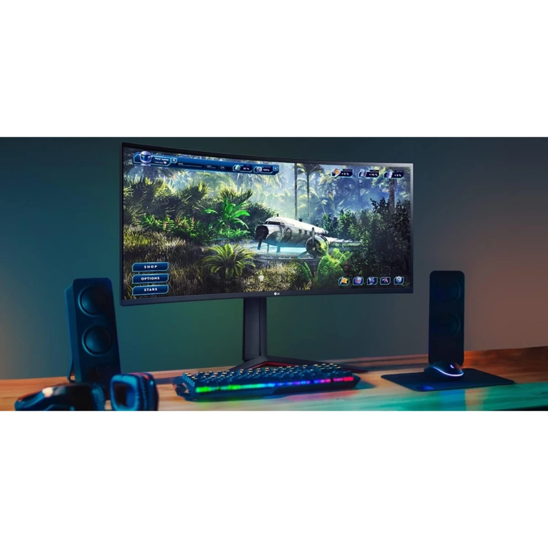 LG 34GP63A 34 "منحني Ultrawide 2K 160Hz HDR10 SRGB 99 ٪ GAMUT FREESYNC ™ PREMIM W/ SPEACES BLUSTION