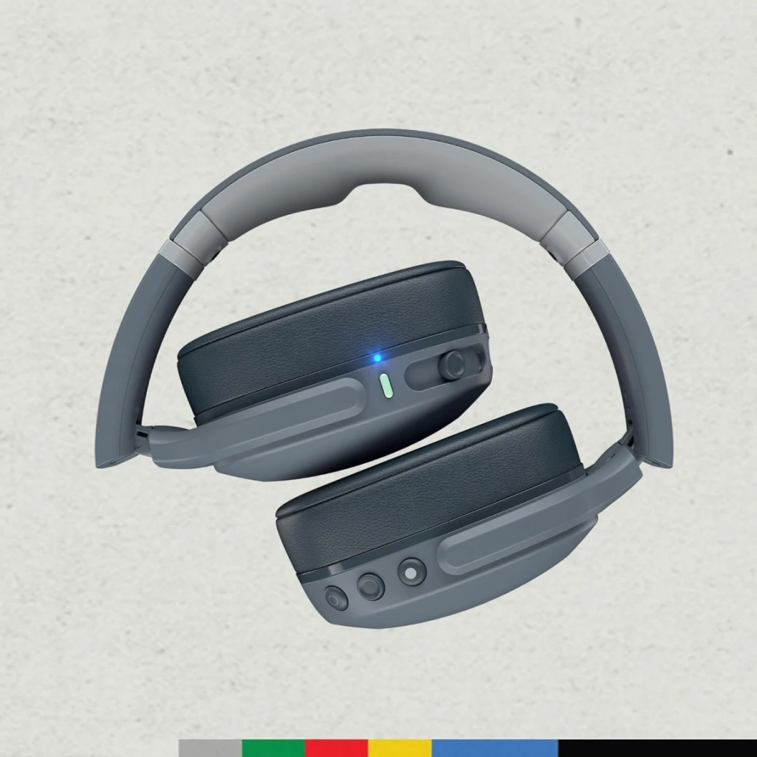 Skullcandy Crusher Evo Over -ear Wireless مع ميكروفون بطارية Bass 40 HR الحسي لأجهزة iPhone Android و Bluetooth - رمادي