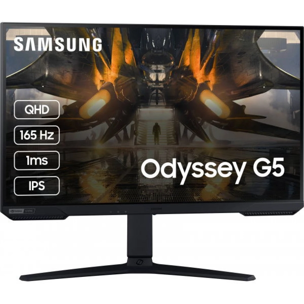 Samsung 32 "Odyssey G5 (G50A) IPS 2K HDR10 165HZ 1MS G -Sync متوافق مع حامل قابل للتعديل - أسود