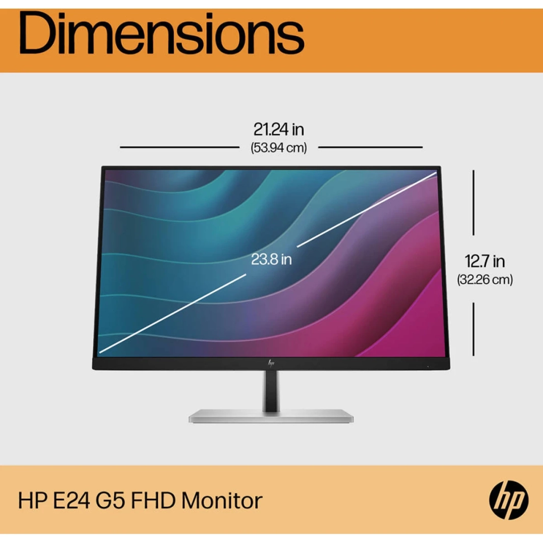 HP E24 G5 24 "IPS Full HD Professional 75Hz 4-Way قابل للتعديل 99 ٪ SRGB HP EALE ESTER W/ DISTRAL