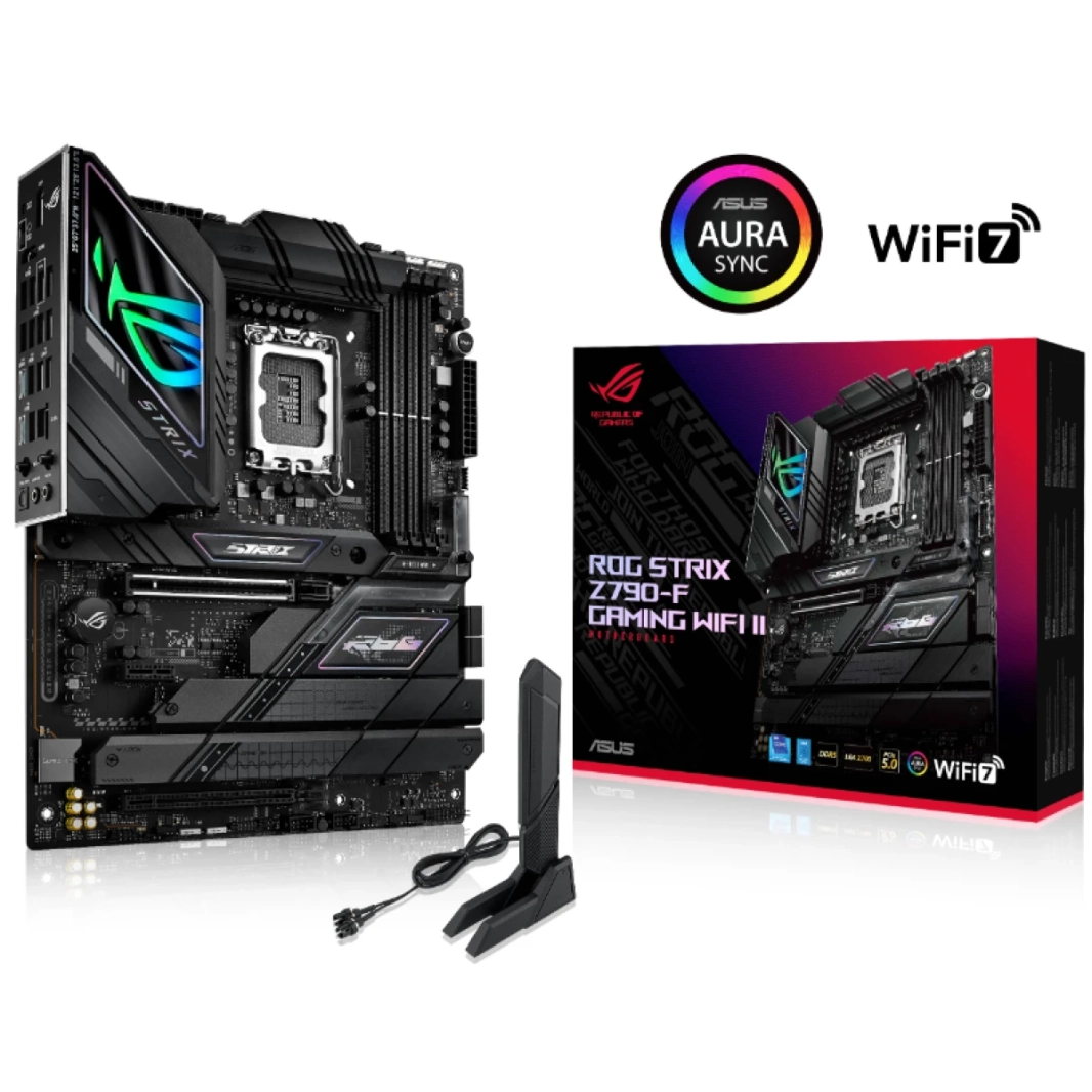 Asus Rog Strix Z790-F Gaming WiFi II (WiFi 7) Intel 14 و 13 Gen Motherboard PCIe 5.0 DDR5 USB 3.2 Gen 2x2 Type-C حتى 5xm.2