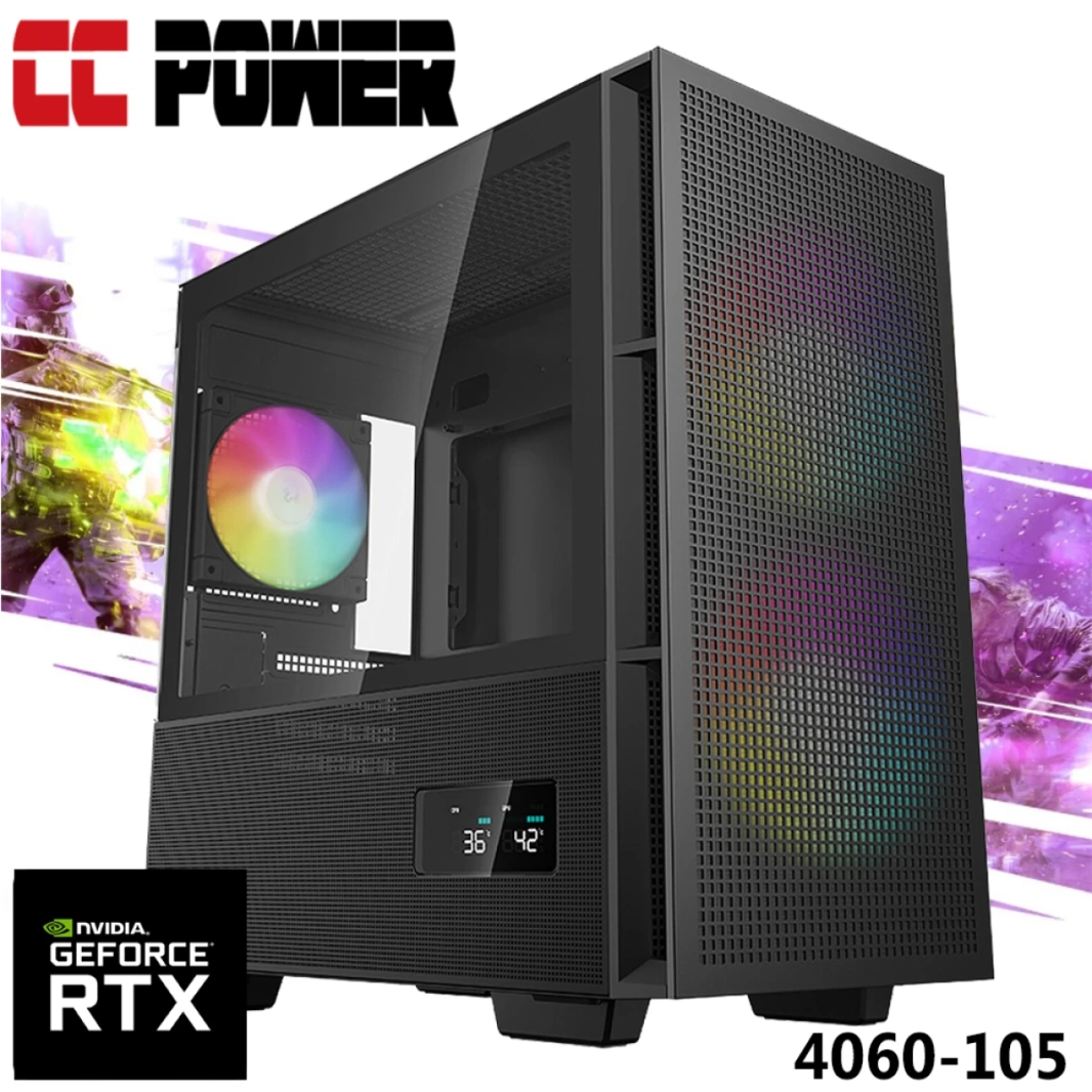 CC Power 4060-105 Gaming PC 13Gen Intel Core i7 16-Cores W/ Nvidia RTX 4060 8GB و DDR5 Memory & Advance Air Cooler