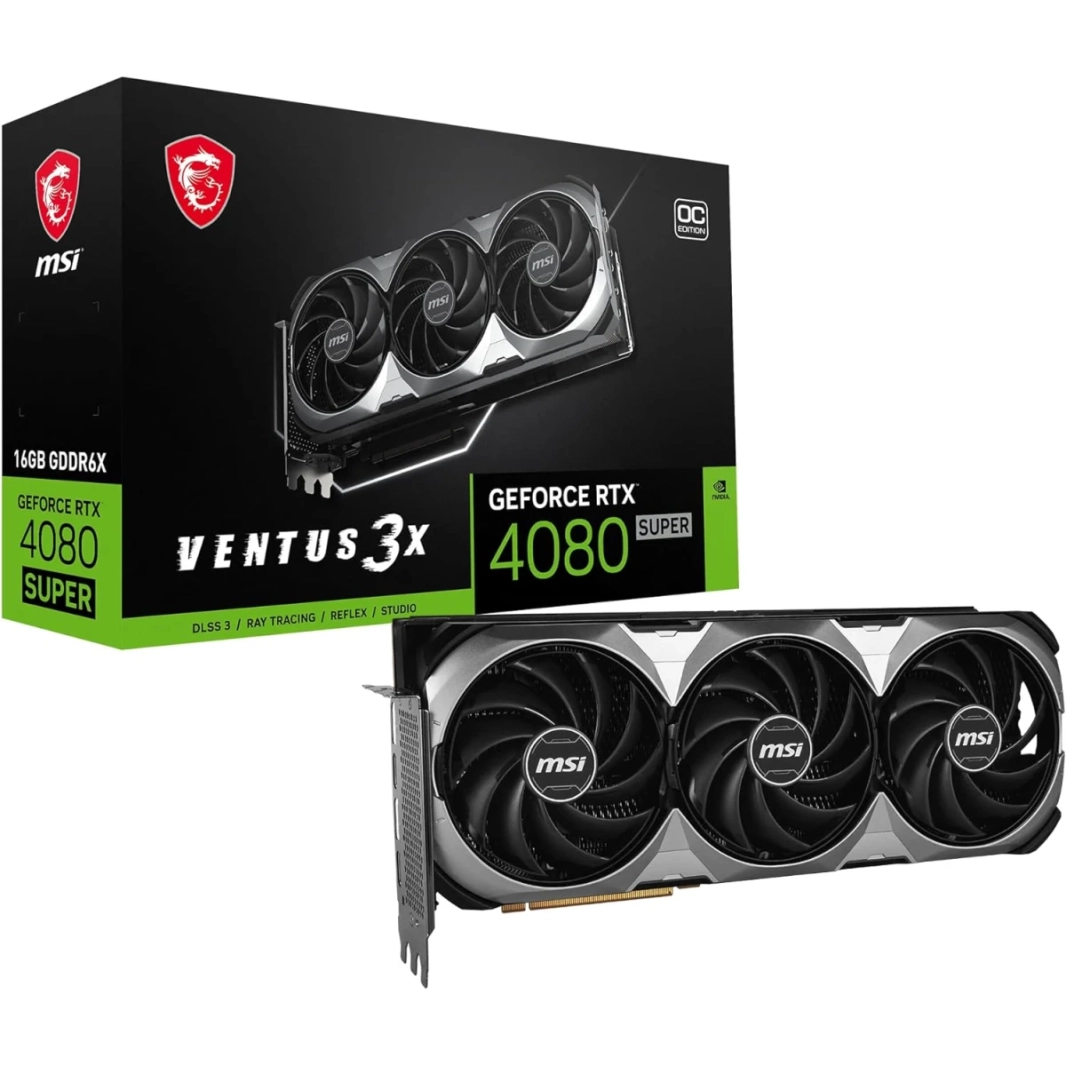 MSI Gaming RTX 4080 Super 16G Ventus 3x OC Edition 16GB GDRR6X 256 بت الساعة المتطرفة: 2595 MHz Card