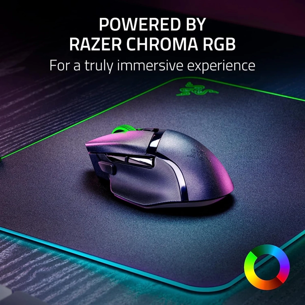 Razer Basilisk V3 X اللاسلكي Hyperspeed 5g المتقدمة 18K المستشعر البصري القابل للتخصيص شكل مريح لاسلكي مع 9 عناصر التحكم القابلة للتخصيص Chroma