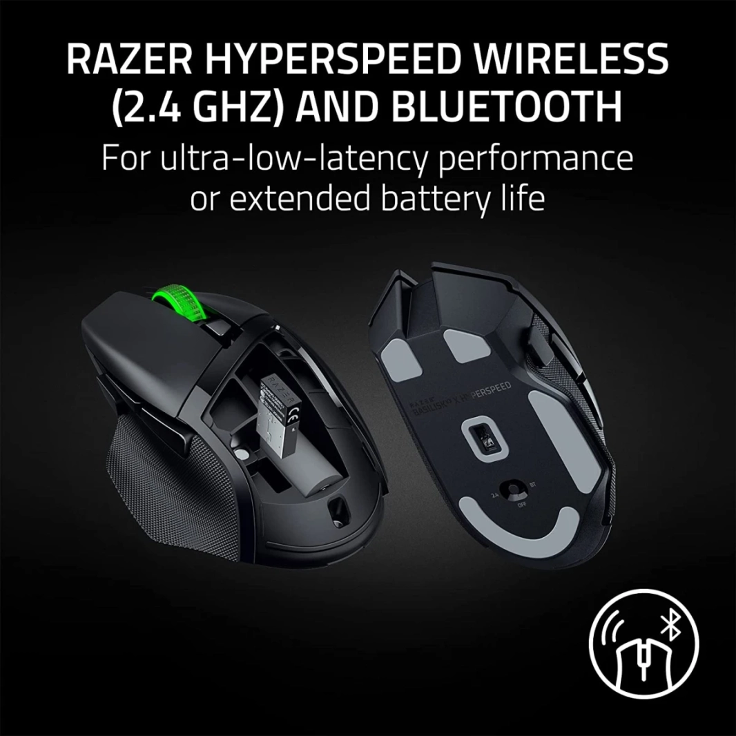 Razer Basilisk V3 X اللاسلكي Hyperspeed 5g المتقدمة 18K المستشعر البصري القابل للتخصيص شكل مريح لاسلكي مع 9 عناصر التحكم القابلة للتخصيص Chroma