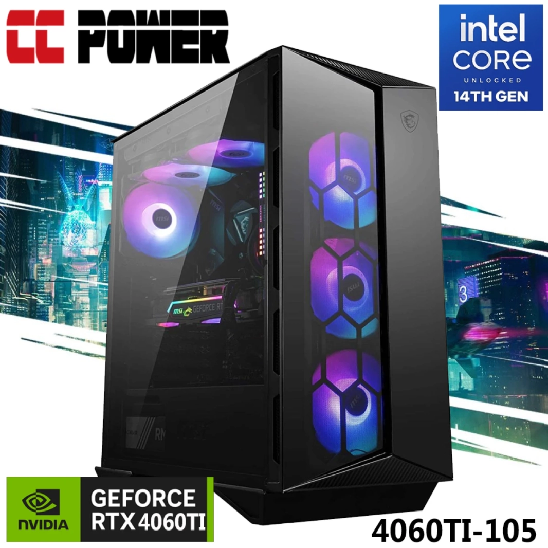 CC Power 4060TI-107 Gaming PC 14GEN Intel Core I9 K-Series 24-CORES W/ NVIDIA RTX 4060TI 8GB & LIPER