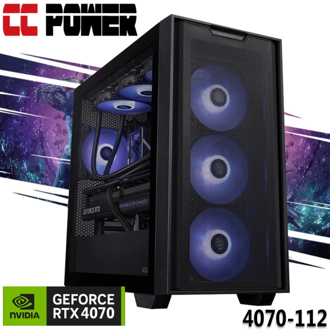 CC Power 4070-112 Gaming PC New 14Gen Intel Core I7 20-Cores W/ RTX 4070 12GB DDR6 W/ DDR5 Memory & Advance Digital Cooler