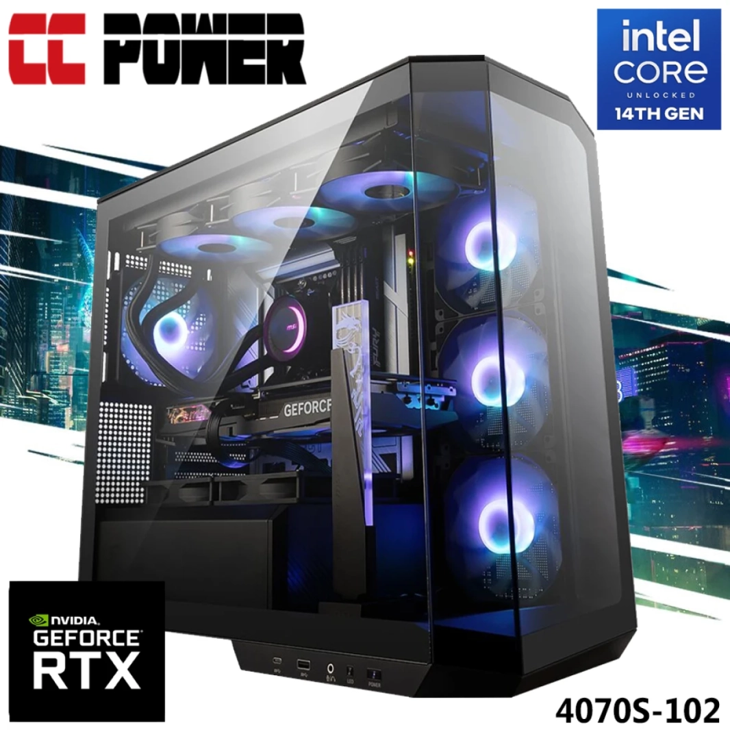 CC Power 4070S-102 Gaming PC New 14Gen Intel Core I7 20-Cores W/ RTX 4070 Super 12GB DDR6 W/ DDR5 تبريد الذاكرة