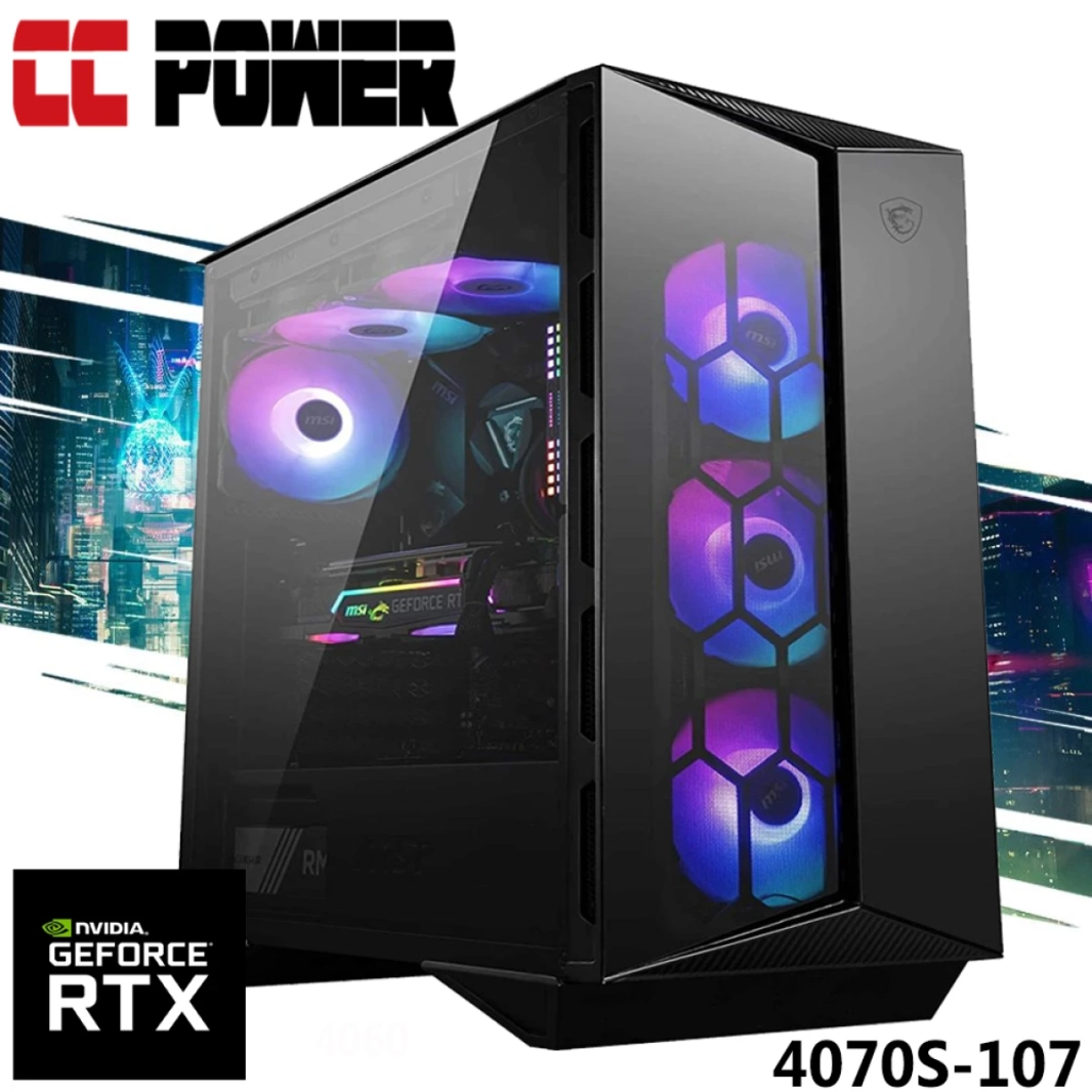 CC Power 4070S-107 Gaming PC NEW 13GEN Intel I7 16 CORES W/ NVIDIA RTX 4070 SUPER 12GB DDR6 W/ DDR5 MEMORY & SILDING