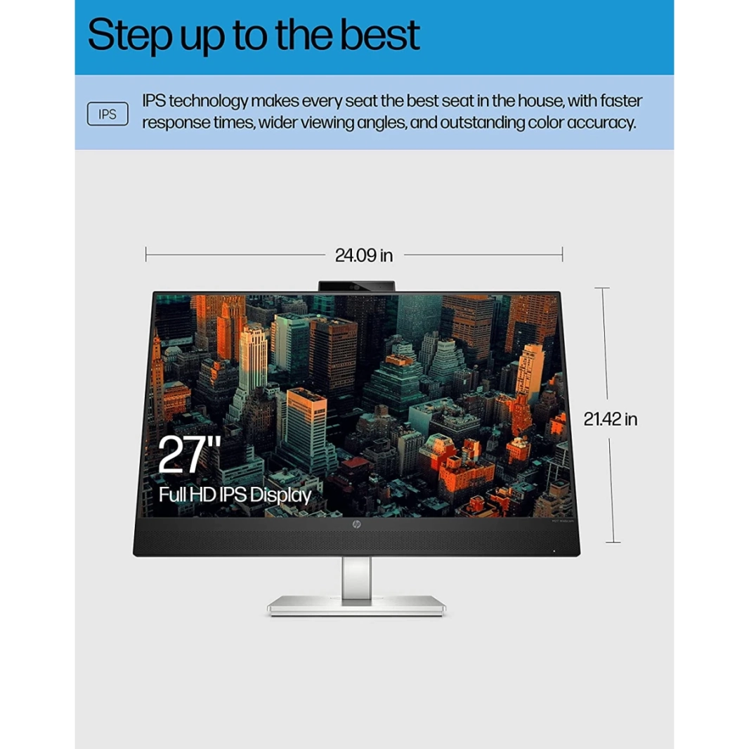 HP M24 24 "HD Full HD Camera W/ 5MP ، مكبرات صوت ، وضغط MIC USB-C الطول/ الدوران