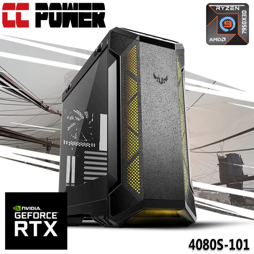 CC Power 4080S-101 Gaming PC 7GEN AMD RYZEN 9 7950X3D 16 CORES W/ NVIDIA RTX 4080 Super 16GB & LIPER