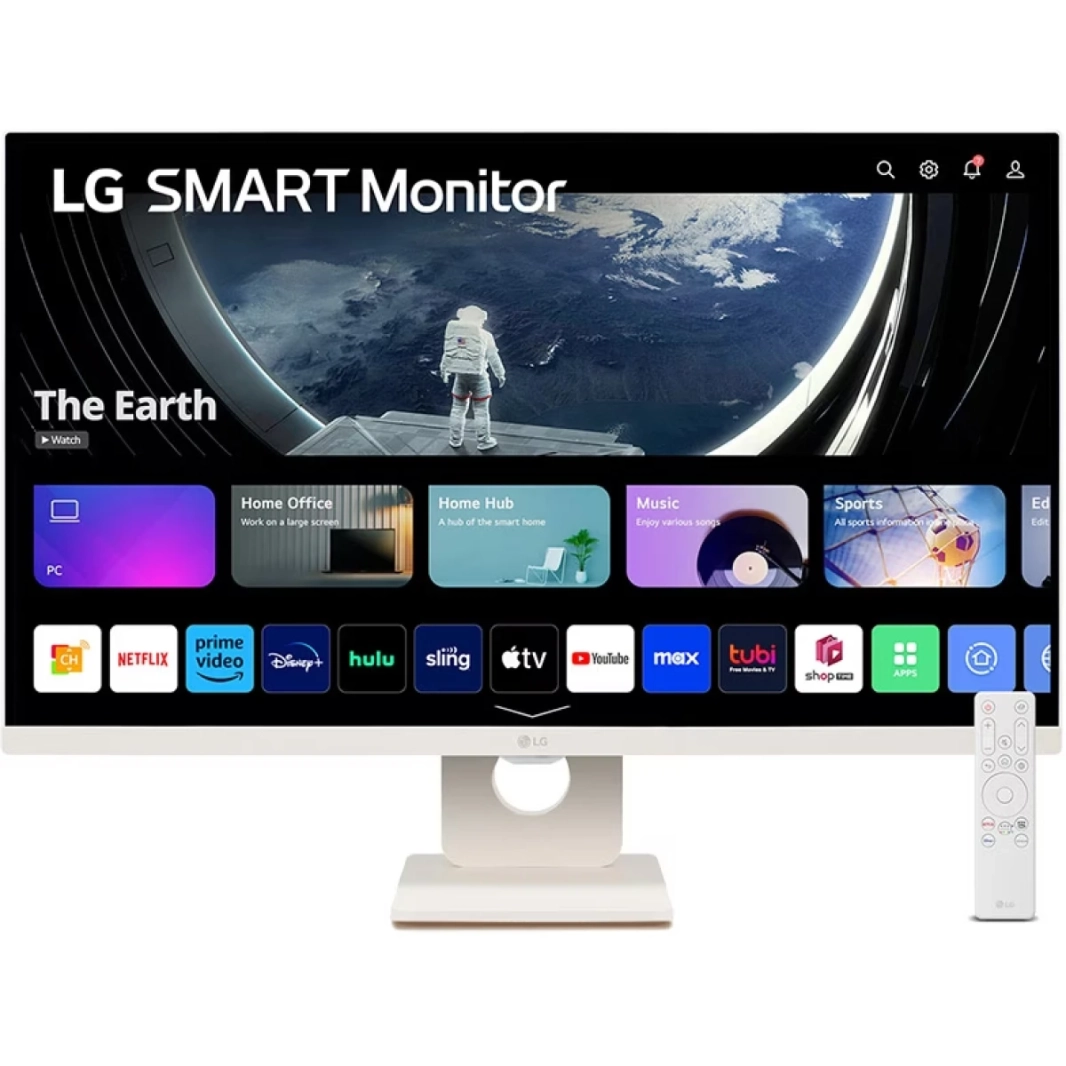 LG 32SR50F (2023) 32 "IPS الذكية Full HD Webos 23 HDR10 AirPlay 2 شارك شارك Bluetooth 5WX2 مكبر صوت Tilt Tilt Stand HDMI و USB - أبيض