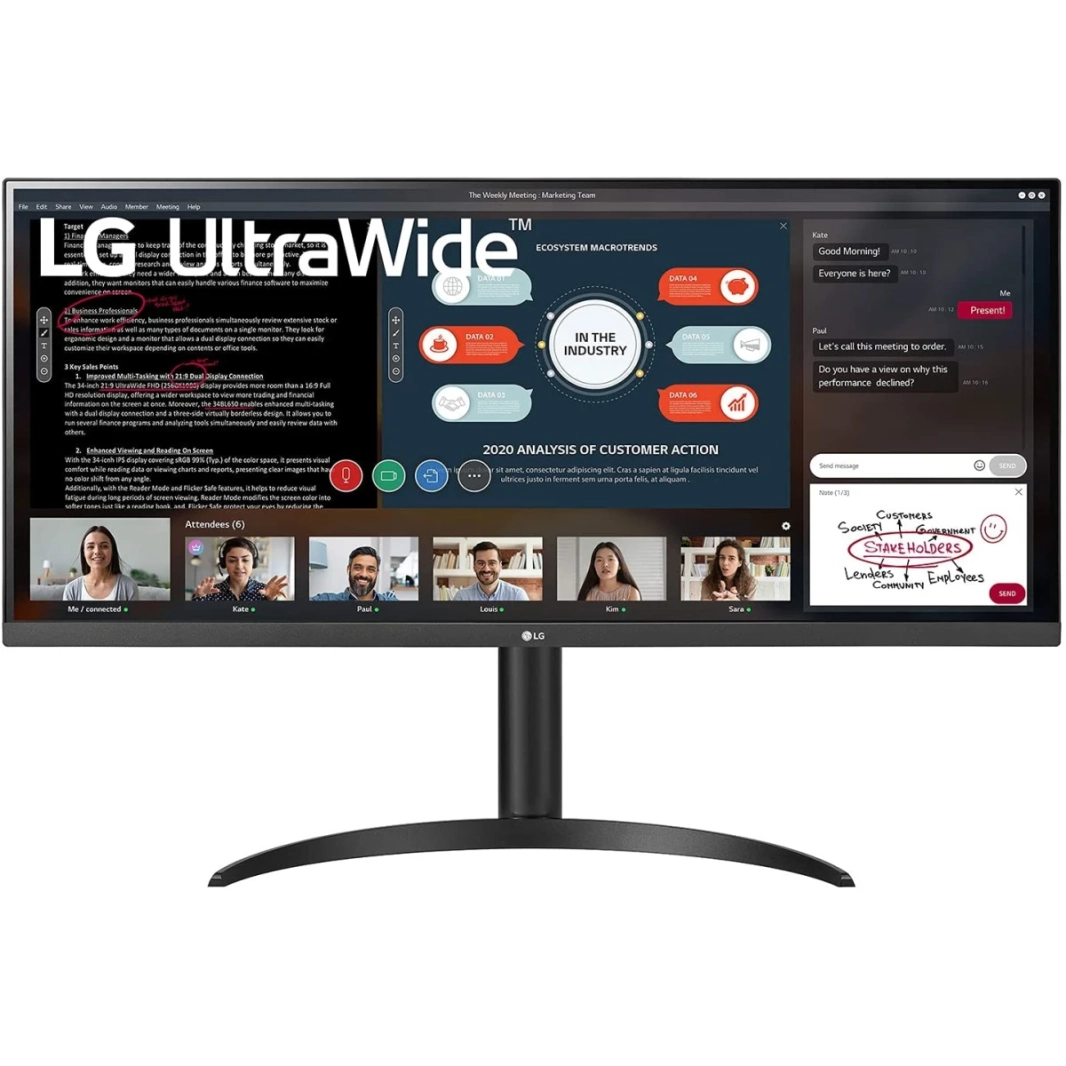 LG 34WP550-B 34 "IPS Ultrawide IPS HDR10 AMD FreeSync 3-تصميم بلا حدود تقريبًا-أسود