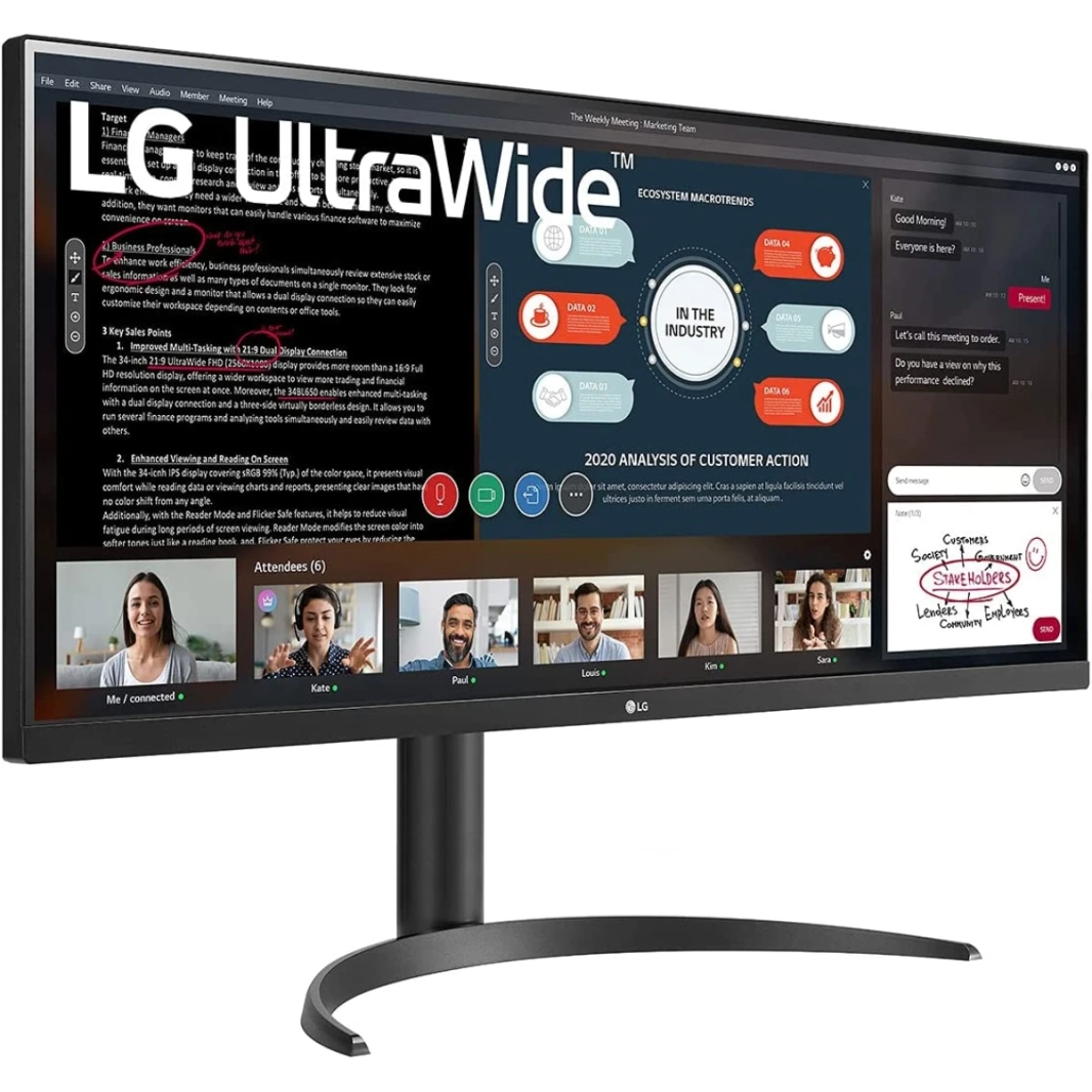 LG 34WP550-B 34 "IPS Ultrawide IPS HDR10 AMD FreeSync 3-تصميم بلا حدود تقريبًا-أسود