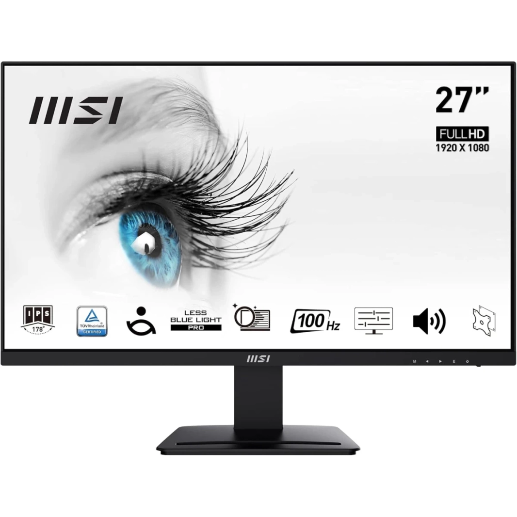 MSI Pro MP273A 27 "IPS Full HD 100Hz Less Blue Light Pro Vesa Mountable مكبرات صوت مضمنة قابلة للإمالة HDMI & DP-أسود