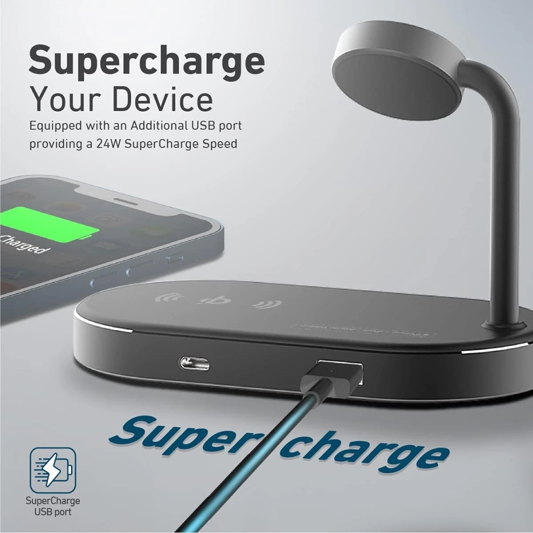 PROMATE WAVEPOWER Aluminium Charger Stark Stand Multi-Device Charging W/ Qi معتمد