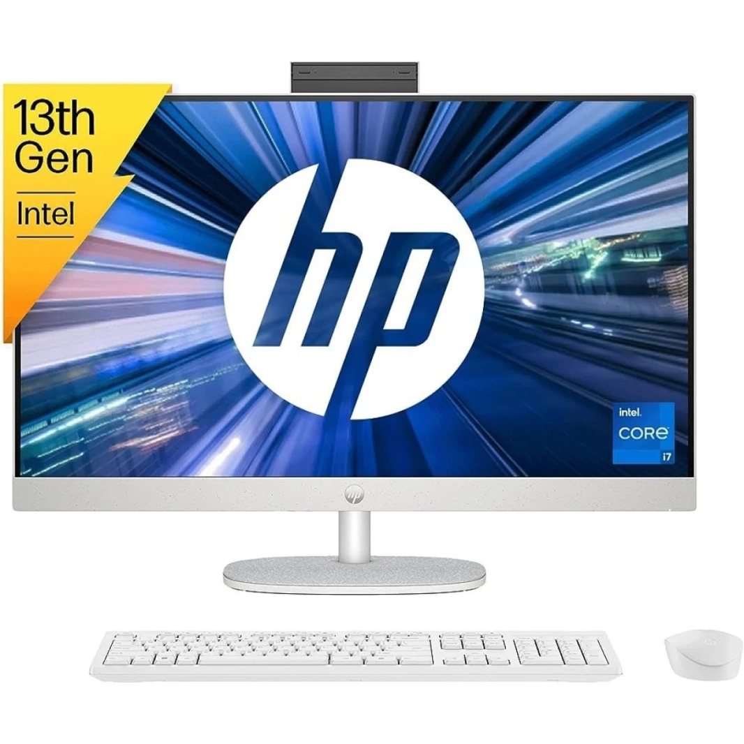 HP 24-CR0020NE (2023) All-in-One 13Gen Intel Core i7 10 cores w/ 24 "شاشة تعمل باللمس ونظام التشغيل Windows 11-شل أبيض