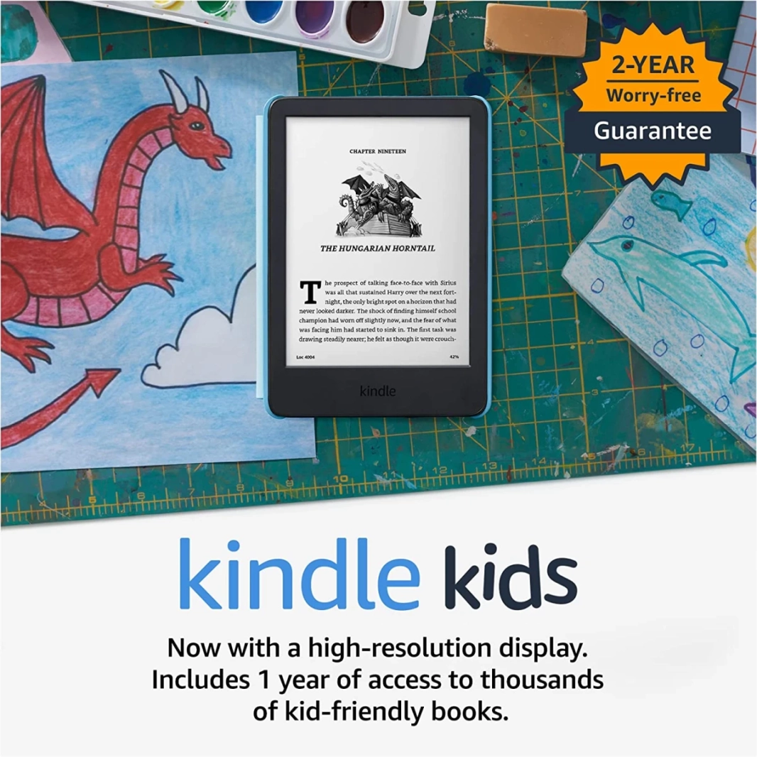 Amazon New Kindle Kids (2022) 16GB WiFi 6 "The Fruffiest and الأكثر إدماجًا على Kindle 300 PPI حتى 6 أسابيع بطارية - Unicorn Valley