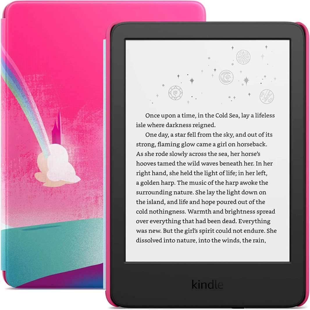 Amazon New Kindle Kids (2022) 16GB WiFi 6 "The Fruffiest and الأكثر إدماجًا على Kindle 300 PPI حتى 6 أسابيع بطارية - Unicorn Valley