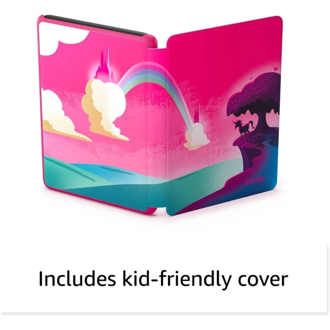 Amazon New Kindle Kids (2022) 16GB WiFi 6 "The Fruffiest and الأكثر إدماجًا على Kindle 300 PPI حتى 6 أسابيع بطارية - Unicorn Valley