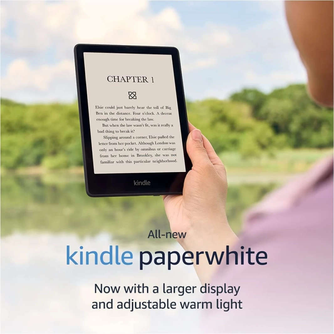 Amazon New Kindle Paperwhite (2022) 16GB WiFi 6.8 "ضوء دافئ قابل للتعديل ومقاوم للماء - أسود