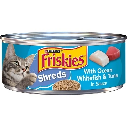 friskies wet food in shreds with ocean whitefish & tuna  - /156g