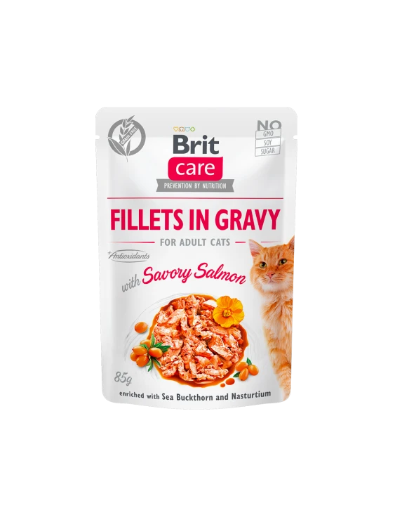 Brit Care Cat Pouch SAVORY SALMON in Gravy  - /85g