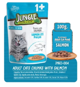 Jungle Adult Pouch Wet Cat Food Chunks With salmon 100gm  - /100gm