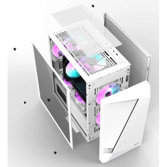 حافظة كمبيوتر DARKFLASH AL390 MATX/ITX مزودة بألواح زجاجية مقسّاة ومنفذ USB 3.0 وحافظة كمبيوتر للألعاب - باللون الأبيض