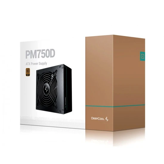 مزود الطاقة DEEPCOOL PM750D 80 PLUS GOLD غير القابل للتعديل ATX بقوة 750 واط لأجهزة الكمبيوتر المخصصة للألعاب