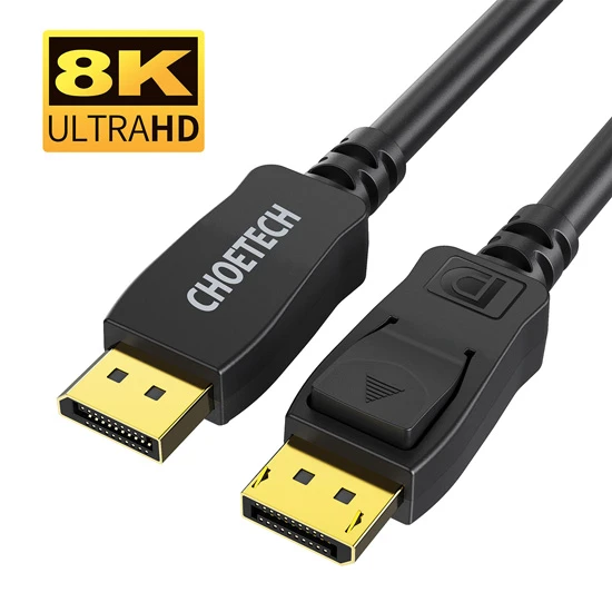 كابل CHOETECH 8K DisplayPort، كابل Displayport إلى Displayport بطول 6.6 قدم/2 متر بدقة 8K بمعدل 60 هرتز 2 متر - 4K بمعدل 165 هرتز