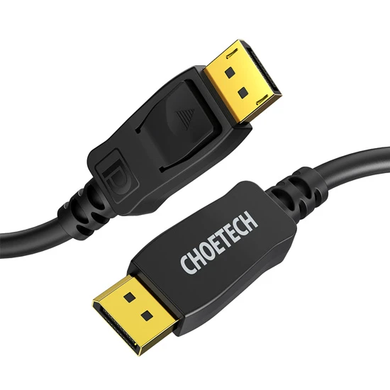 كابل CHOETECH 8K DisplayPort، كابل Displayport إلى Displayport بطول 6.6 قدم/2 متر بدقة 8K بمعدل 60 هرتز 2 متر - 4K بمعدل 165 هرتز