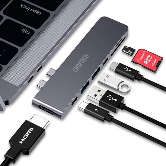 محول CHOETECH HUB M14 USB-C متعدد المنافذ 7 في 1