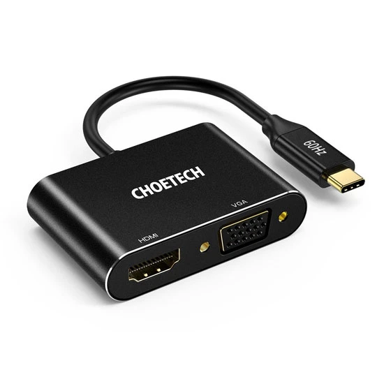 محول CHOETECH HUB M17 2 في 1 USB-C (محول USB-C إلى HDMI + VGA)