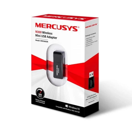 محول USB 2.0 صغير لاسلكي من MERCUSYS N300 بسرعة تصل إلى 300 ميجابايت في الثانية