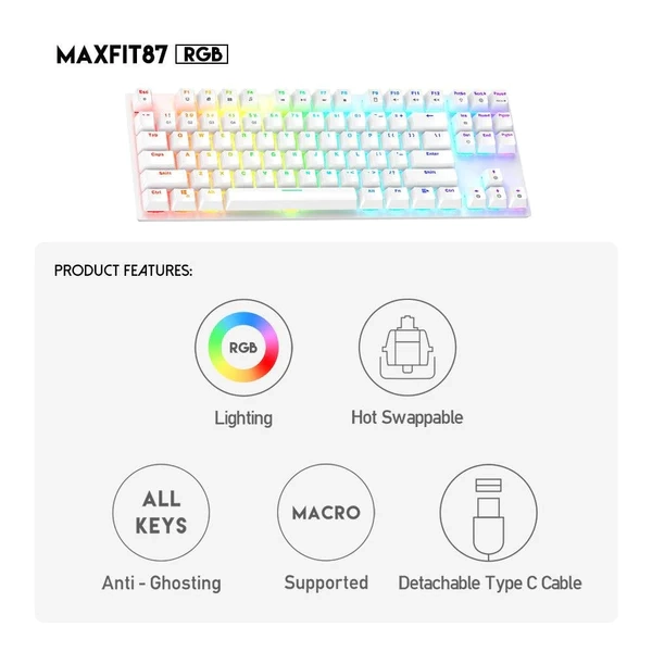 لوحة مفاتيح ميكانيكية FANTECH MAXFIT87 MK856 RGB