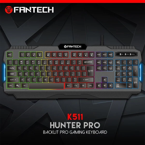 لوحة مفاتيح الألعاب HUNTER PRO K511 ذات الإضاءة الخلفية الاحترافية