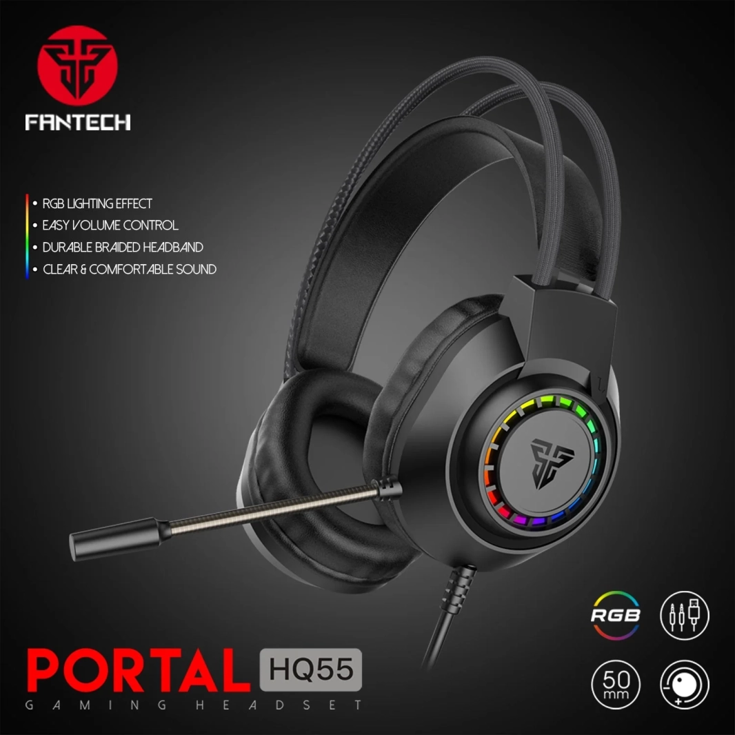 سماعة رأس Fantech PORTAL HQ55 3.5 مم للألعاب RGB