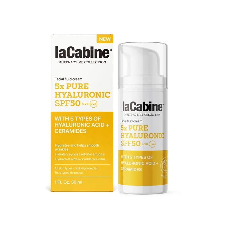 Lacabine 5x كريم الوجه السائل بحمض الهيالورونيك النقي SPF50