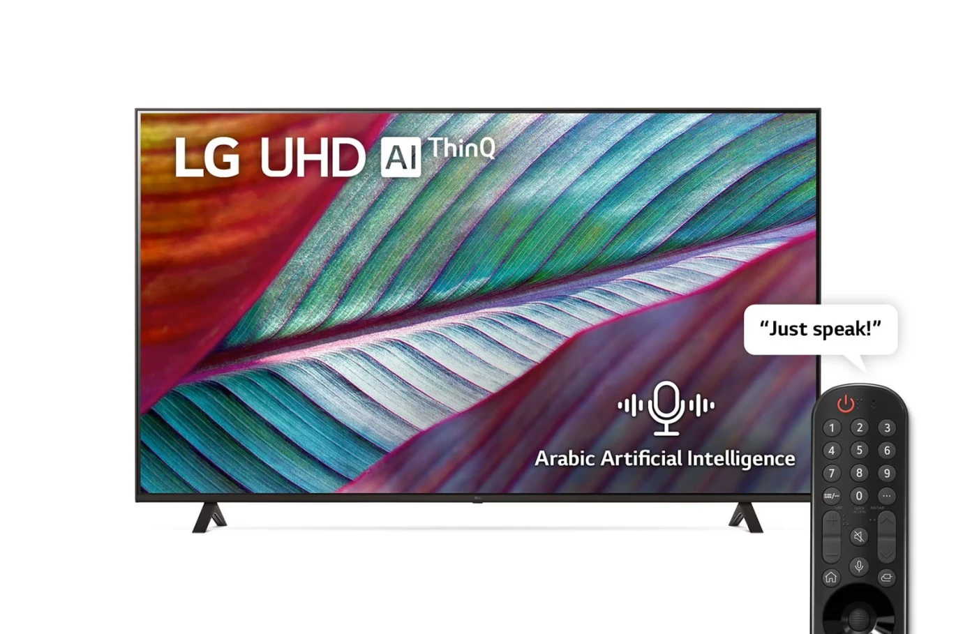 تلفزيون LG UHD 4K مقاس 75 بوصة من سلسلة UR7800، نظام التشغيل WebOS Smart AI ThinQ، جهاز تحكم عن بعد سحري، سينما ثلاثية الجوانب، HDR10، HLG، صوت AI (5.1 قناة)، حامل ثنائي الأقطاب