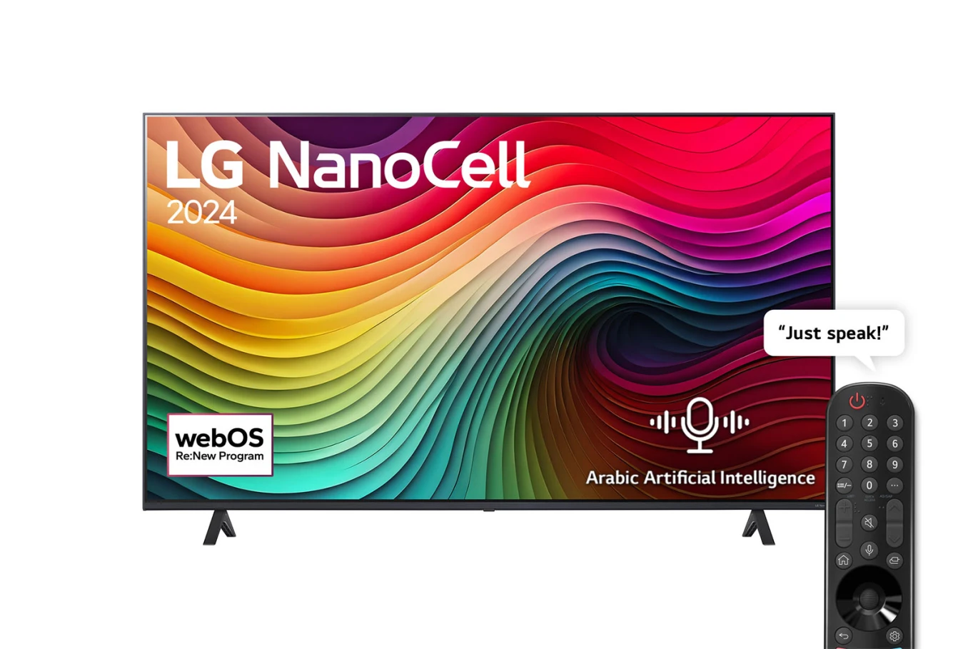 تلفزيون LG NanoCell NANO80T 4K الذكي مقاس 65 بوصة مع جهاز تحكم عن بعد AI Magic HDR10 webOS24 – 65NANO80T6A (2024)