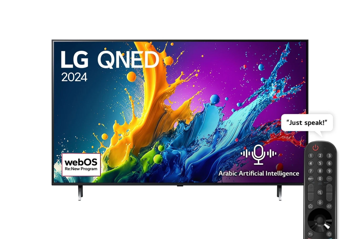 تلفزيون LG QNED QNED80T 4K الذكي مقاس 65 بوصة مع جهاز تحكم عن بعد AI Magic HDR10 webOS24 – 65QNED80T6B (2024)