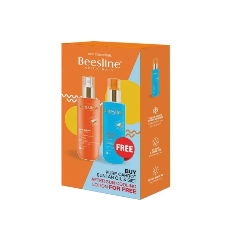 عرض اشتري زيت تسمير البشرة Beesline Carrot Tanning Oil 200ml واحصل على Beesline Cooling After Sun Lotion 200ml مجانًا ###