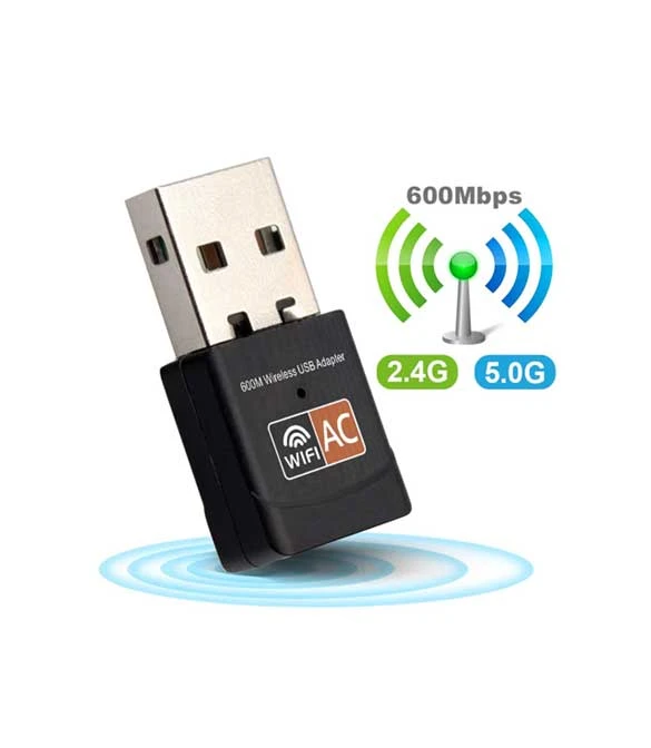 محول واي فاي USB HAING HI-0650 بسرعة 600 ميجابت في الثانية ثنائي النطاق