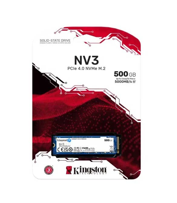 Kingston NV3 500GB M.2 NVMe PCIe 4.0، SSD من الجيل الرابع بسرعة تصل إلى 5000 ميجابايت/ثانية