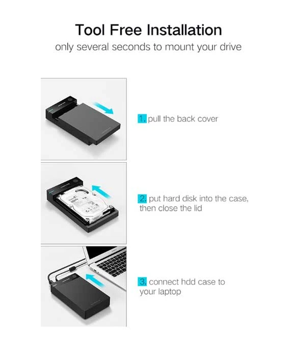 UGREEN US222 علبة محرك أقراص صلبة خارجية SATA مقاس 3.5 بوصة من USB 3.0 إلى الاتحاد الأوروبي